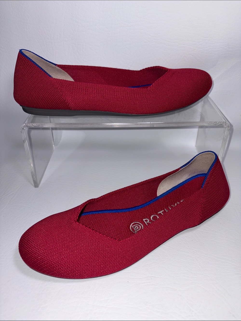 Rothy's The Flat Red Knit Round Toe Ballet Flats Size 7.5 Washable